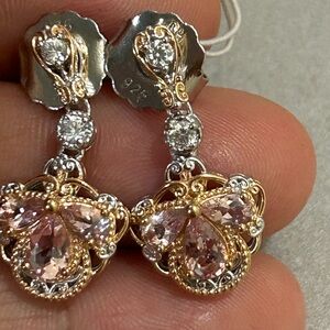 Michael valitutti Gems en Vogue 1.74ctw Morganite & White Zircon Drop Earrings